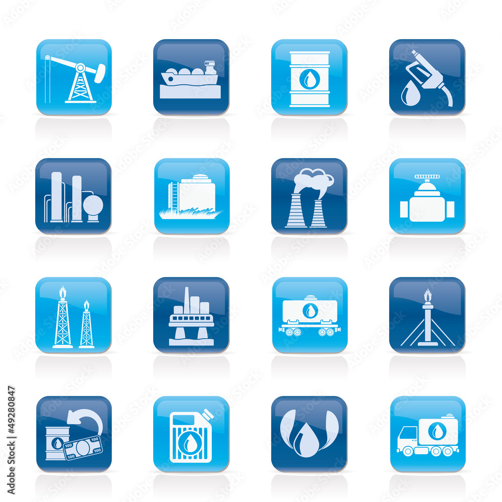 Petrol and oil industry icons - vector icon set Petrol and oil industry icons - vector icon set