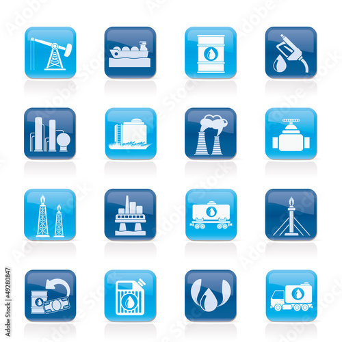 Petrol and oil industry icons - vector icon set