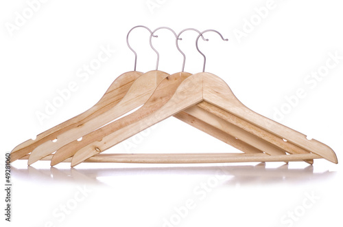 four wooden coat hangers cutout