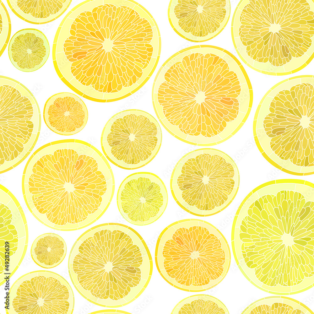 Background of cut across a lot of citrus fruits.