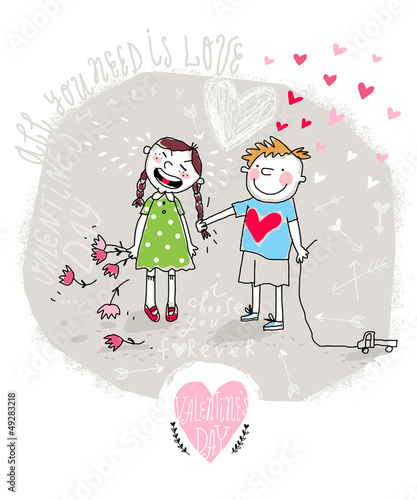 Cartoon Young Couple, Nasty Boy