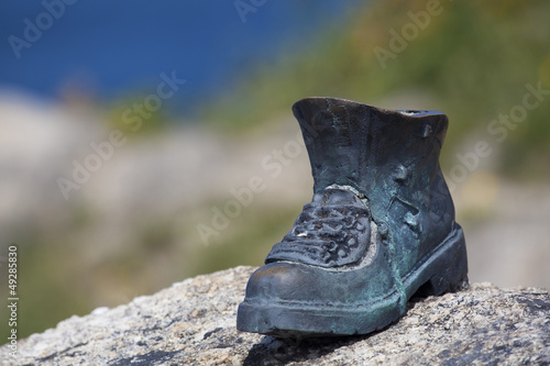 Boot of pilgrim, Fisterra, Costa da morte, La Coruña, Galicia, S photo
