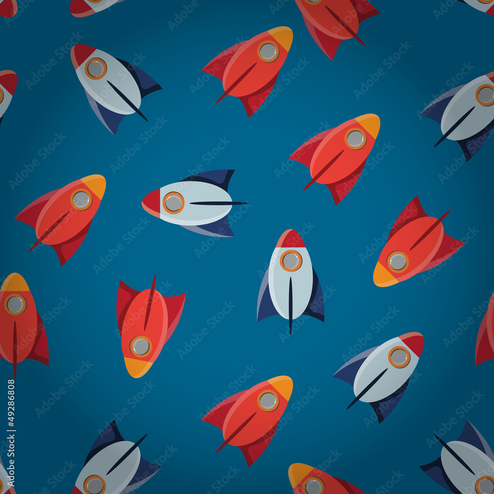 Space toy rocket abstract seamless vector pattern Space toy rocket abstract seamless vector pattern