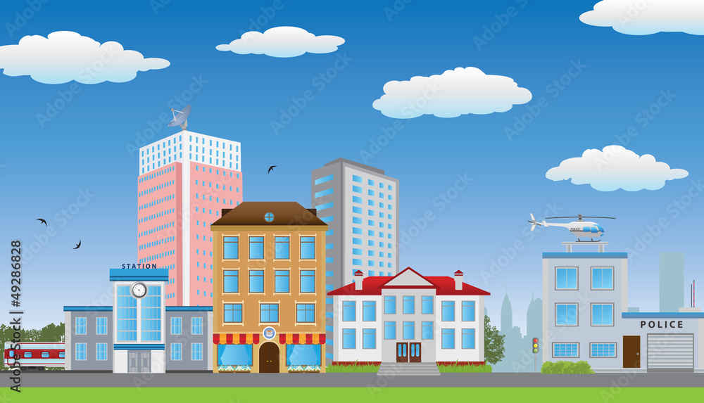The row of houses. The row of houses.