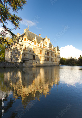Chateau Azay-le-Rideau   built 1527   Loire  France at sunset