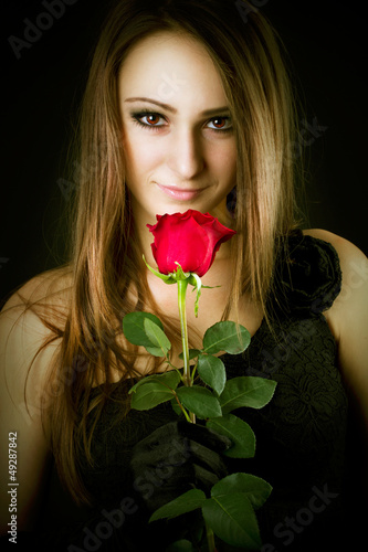 Happy girl with rose