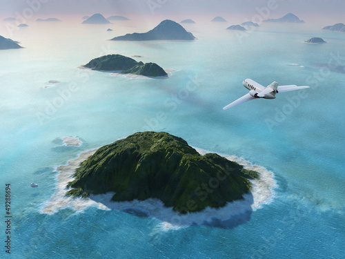 Slika na platnu aircraft flies over a sea