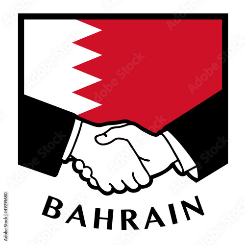Bahrain flag and business handshake, vector illustration