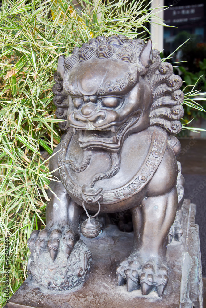 Metal lion in Chinese temple