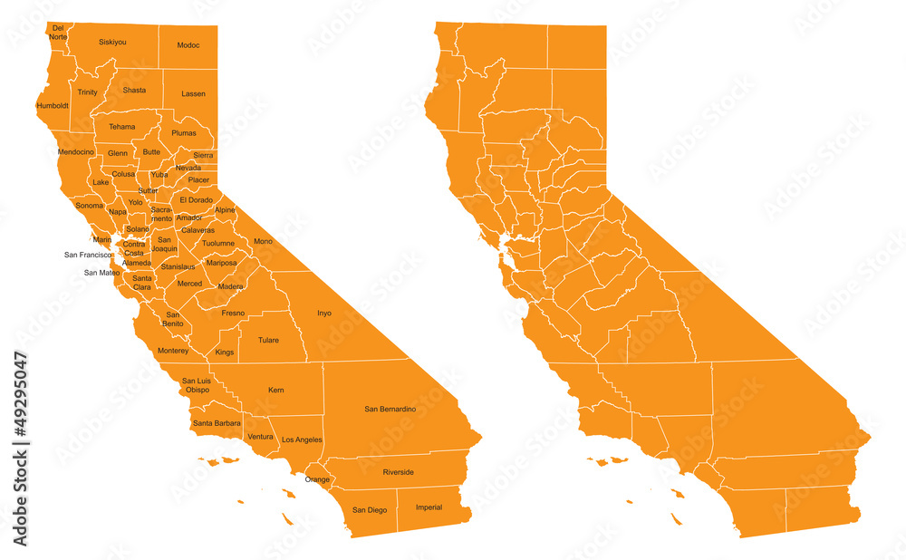 Fototapeta premium California County Map