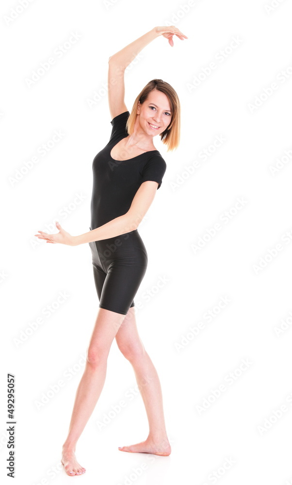 Sport Young woman doing exercise isolated on white Sport Young woman doing exercise isolated on white
