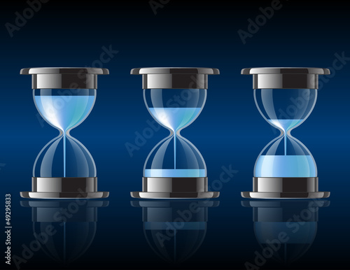 Water falling in the hourglass.