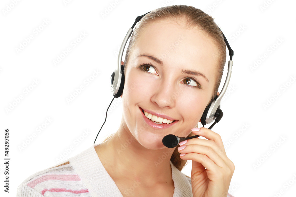 Closeup of a smiling customer service girl Closeup of a smiling customer service girl
