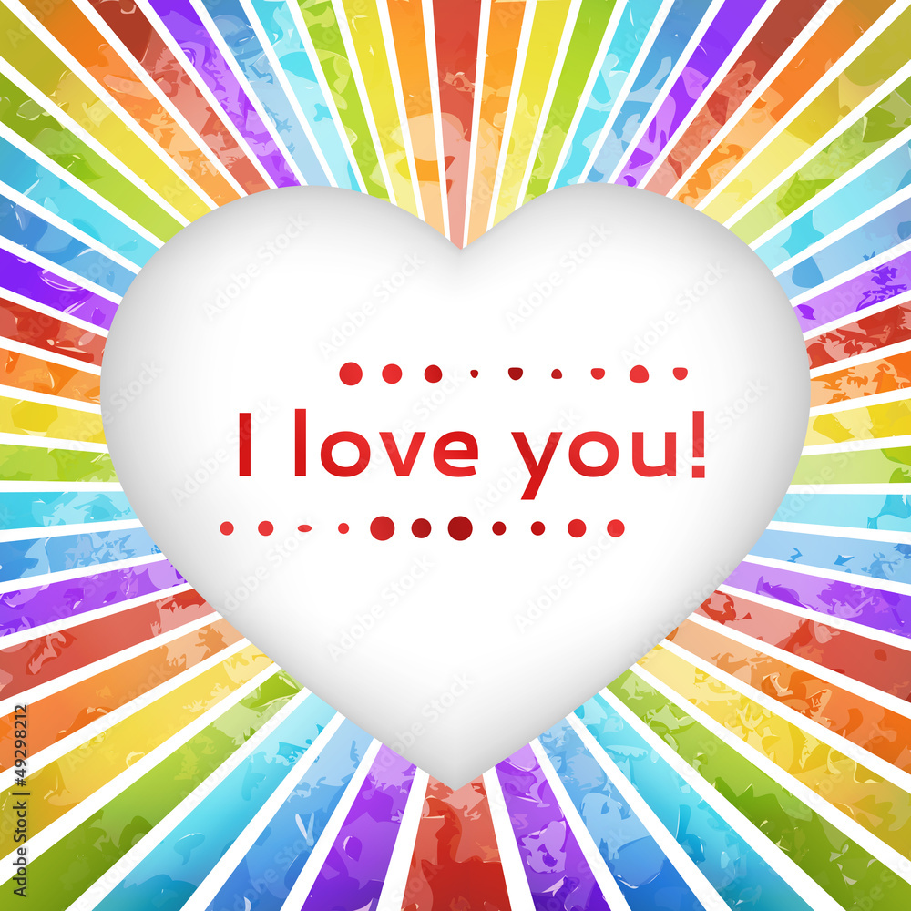 Rainbow heart background with declaration of love Rainbow heart background with declaration of love