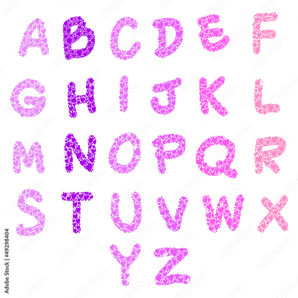 hand-drawn heart-shaped alphabet hand-drawn heart-shaped alphabet