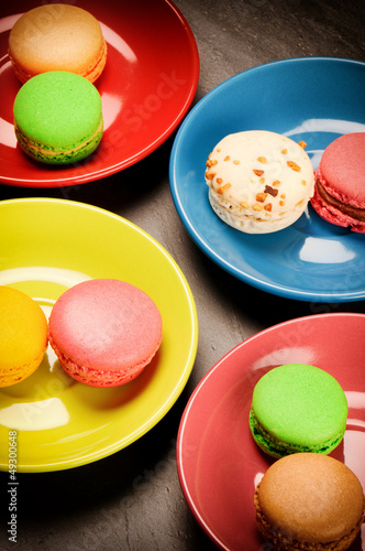 Colorful French macaroons