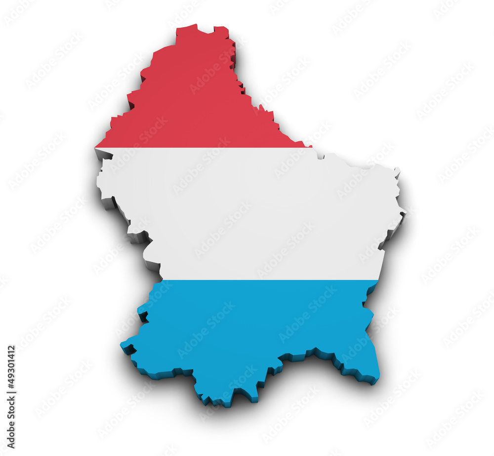 Luxembourg Flag Map Shape