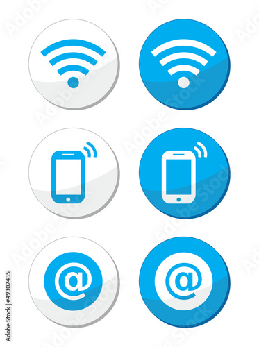 Wifi network, internet zone blue labels set - vector