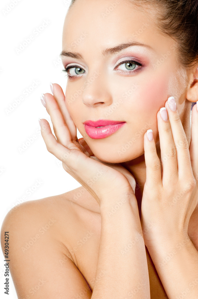 Fototapeta premium young girl with beautiful makeup. perfect skin.