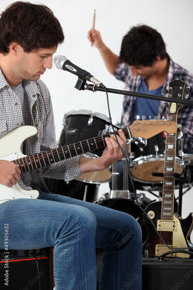 Fototapeta premium Rock group rehearsing