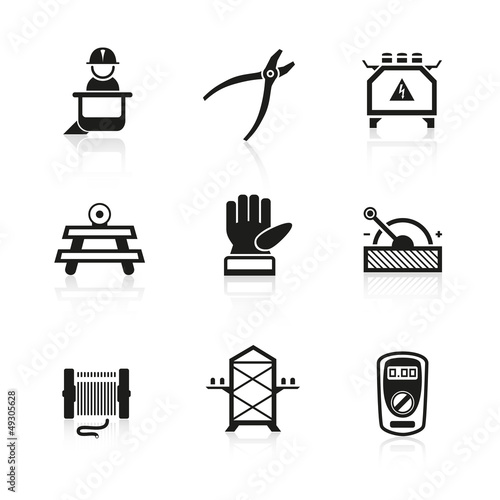 Electric construction icon set
