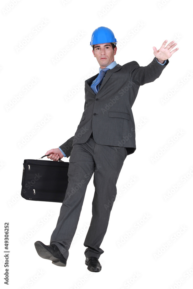 construction businessman slipping and falling construction businessman slipping and falling