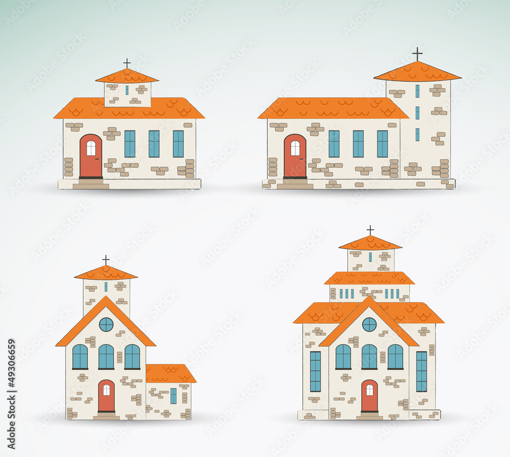 Set of church icons. Vector