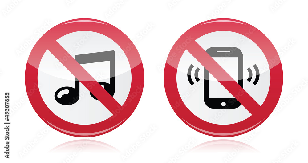 No music, no noise red warning sign - vector No music, no noise red warning sign - vector