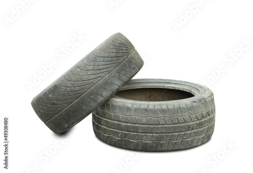 Old tire isolated on white background