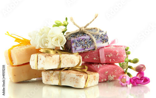 Fototapeta Naklejka Na Ścianę i Meble -  Natural handmade soap, isolated on white