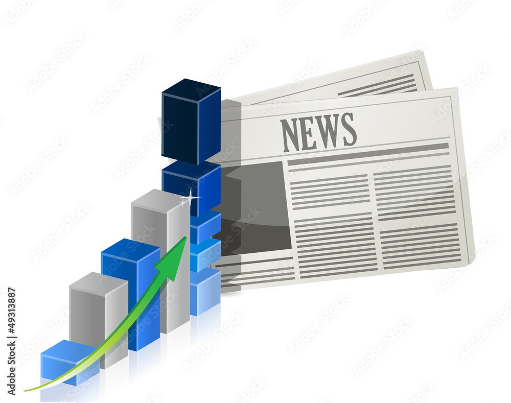 Business news with bar graph Business news with bar graph