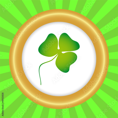 Clover trefoil in a vintage frame with rays