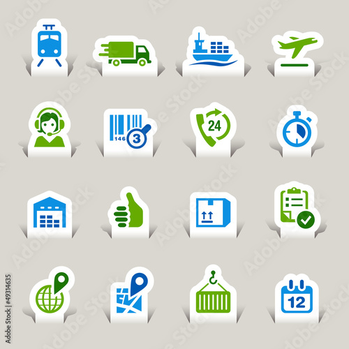 Paper Cut - Logistic and Shipping icons