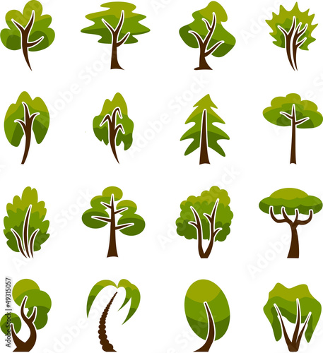 Stylized vector icons trees