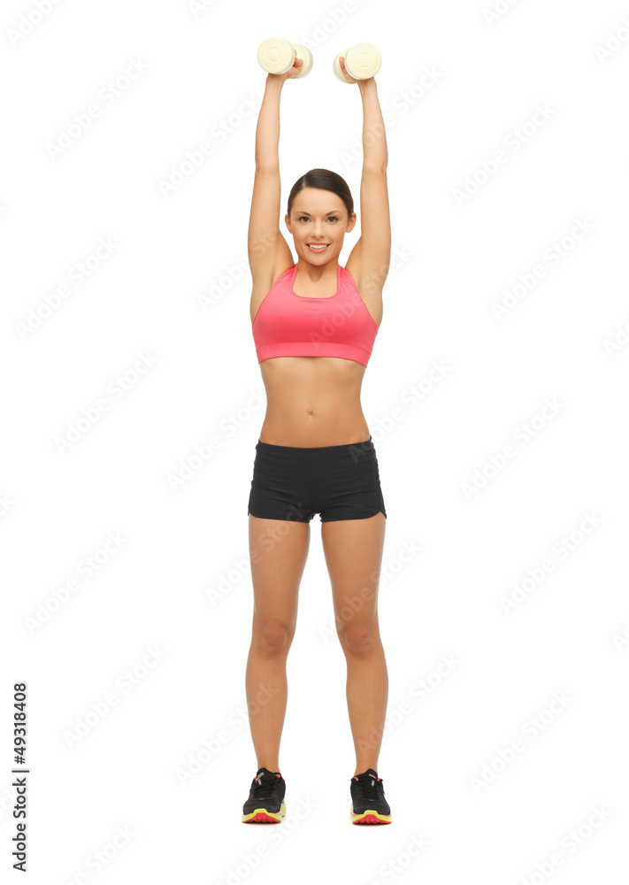 woman with dumbbells woman with dumbbells
