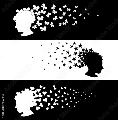 Retro silhouettes with girls