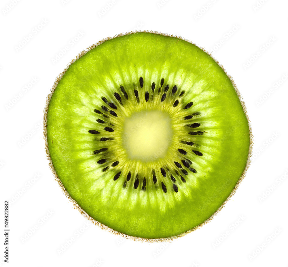 Beautiful slice of fresh juicy kiwi isolated on white background Beautiful slice of fresh juicy kiwi isolated on white background