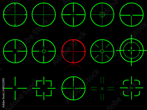 Set of fifteen vector cross hairs, very easy editable