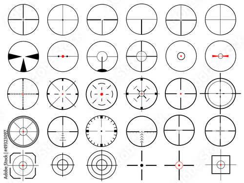 Set of thirty vector cross hairs, isolated on white