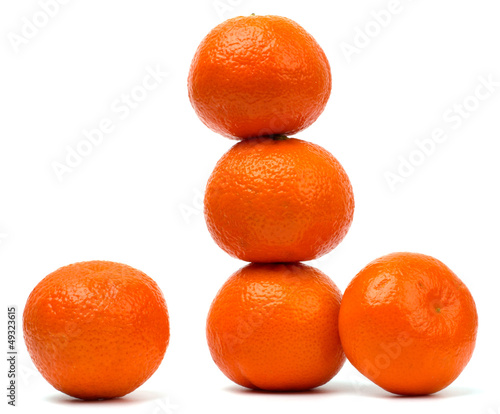 Ripe tangerines isolated on white background.
