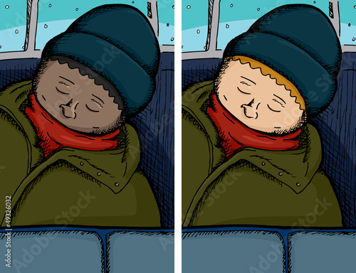 Person Asleep on Bus