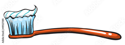A  toothbrush with a toothpaste
