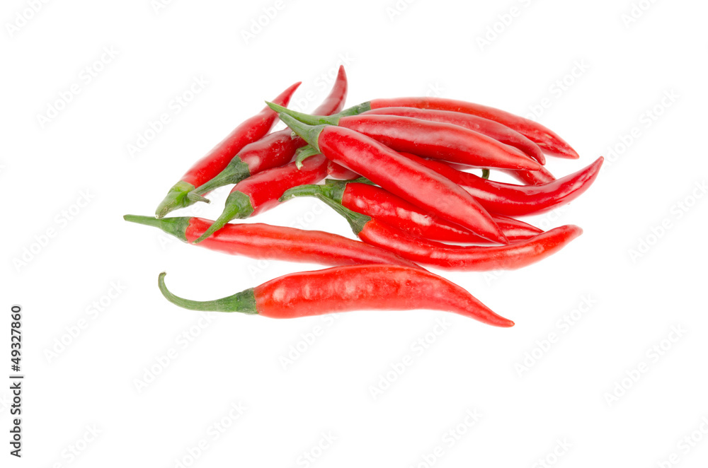 Red chili peppers isolated on the white Red chili peppers isolated on the white