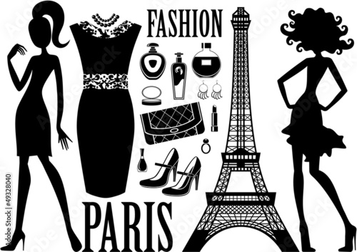 Fashionable set with silhouettes of women