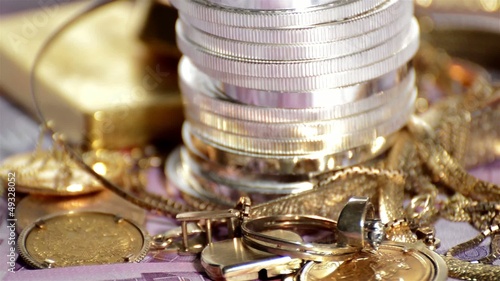 Gold, Silver and Euro Bills