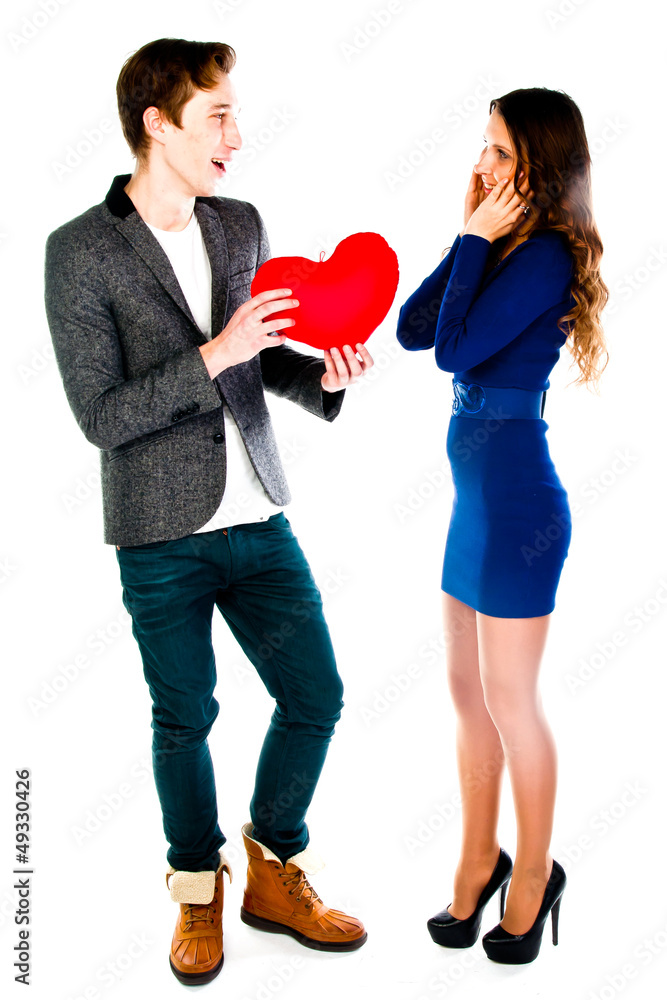 man gives a young and beautiful woman heart man gives a young and beautiful woman heart