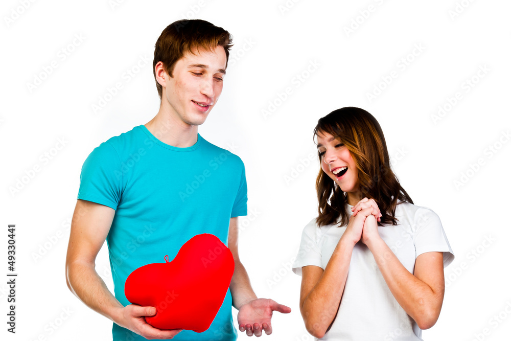 man gives a young and beautiful woman heart man gives a young and beautiful woman heart