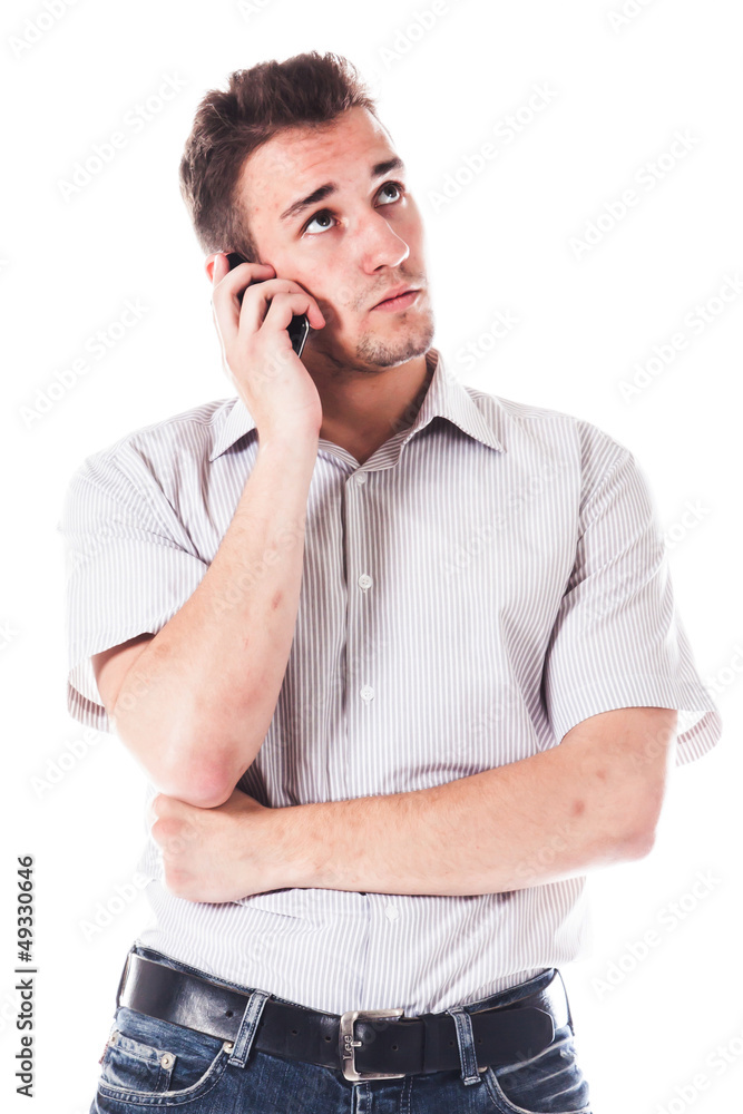 young and handsome man talking on the phone young and handsome man talking on the phone