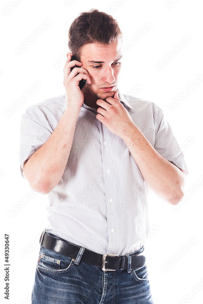 young and handsome man talking on the phone young and handsome man talking on the phone