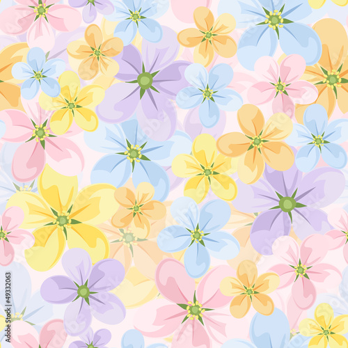 Seamless background with colored flowers. Vector eps-10.
